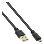 USBF2.0-MC-0.5 USB-A naar Micro-USB kabel verguld - 50 cm - USB 2.0 - Zwart - platte kabel