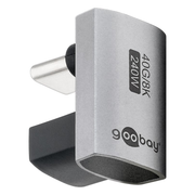 USBS-C-4.0-40g-240w-3 Haakse USB-C adapter (U bocht) - USB4 40 Gbps - PD 240W - 8K 60Hz - Aluminium