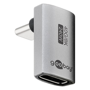 USBS-C-4.0-40g-240w-8 Haakse adapter USB-C (Boven/Onder) - USB4 40 Gbps - PD 240W - 8K/60 Hz - Aluminium