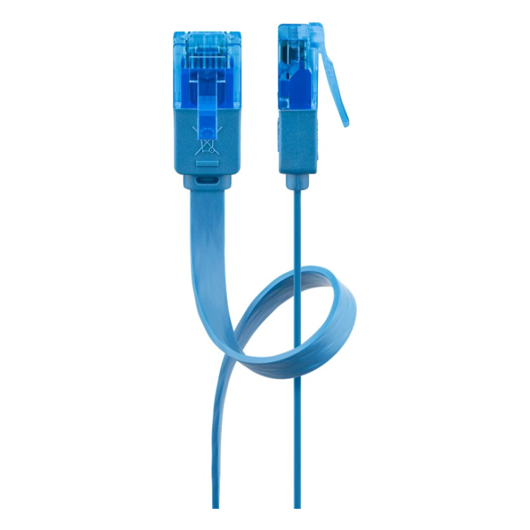 UUF-C6AC-0.5-BL 50 cm Cat 6a U/UTP platte netwerkkabel - 100% koper - Blauw