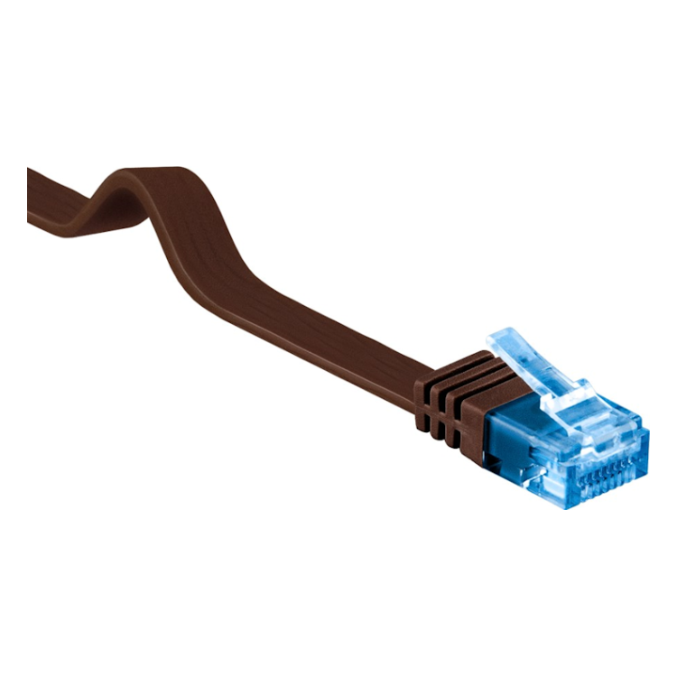 UUF-C6AC-0.5-BR 50 cm Cat 6a U/UTP platte netwerkkabel - 100% koper - Bruin