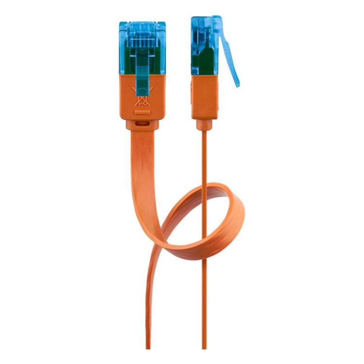 UUF-C6AC-0.5-OR 50 cm Cat 6a U/UTP platte netwerkkabel - 100% koper - Oranje