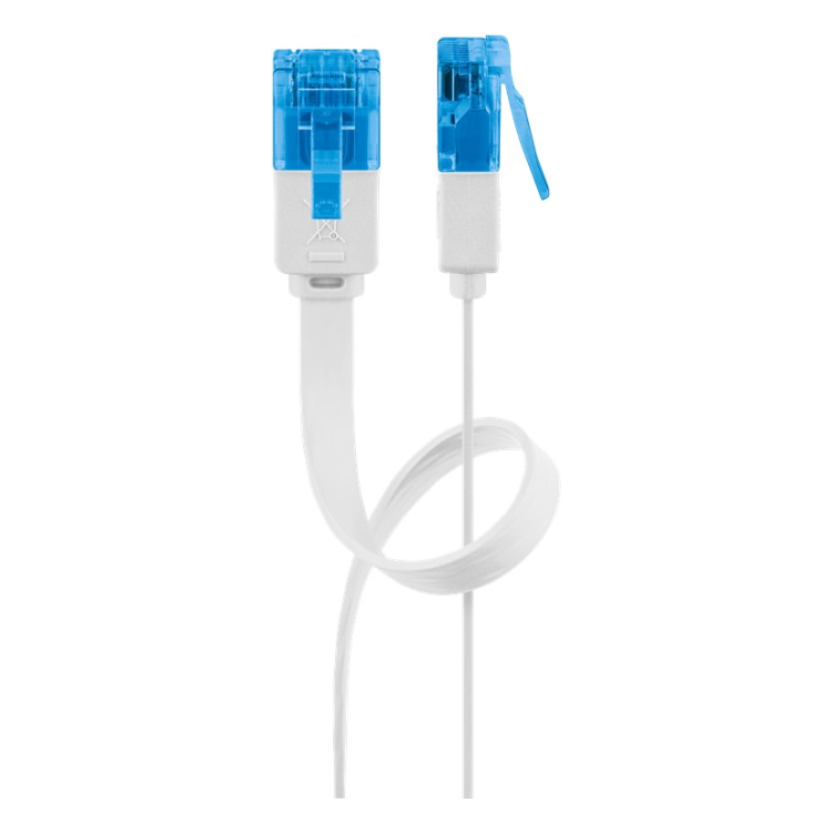 UUF-C6AC-15-WT 15 meter Cat 6a U/UTP platte netwerkkabel - 100% koper - Wit