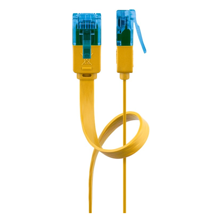 UUF-C6AC-2-GL 2 meter Cat 6a U/UTP platte netwerkkabel - 100% koper - Geel