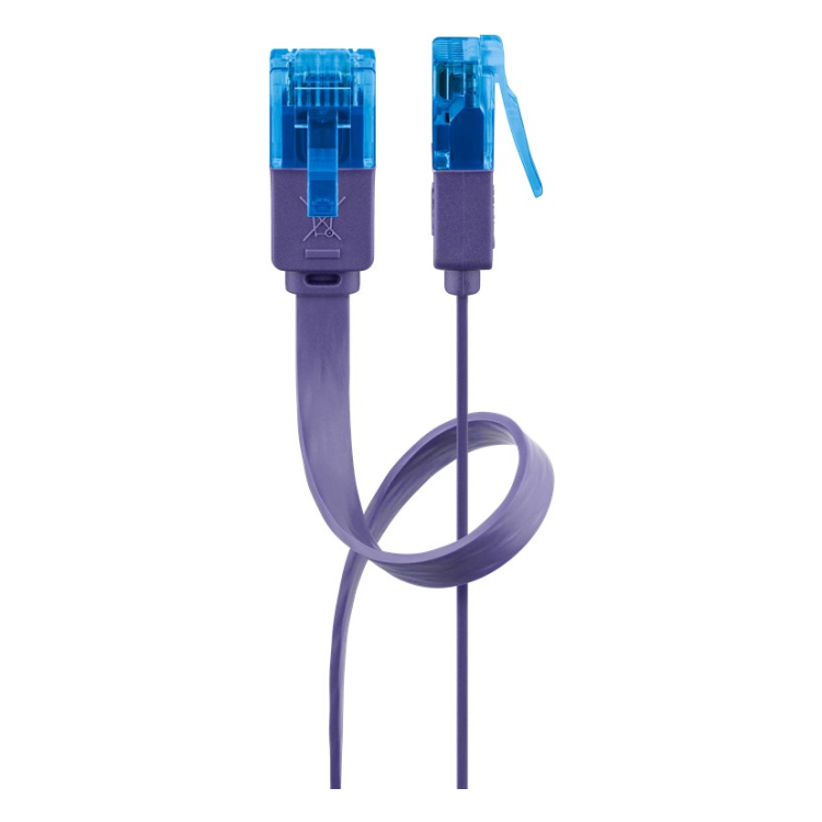 UUF-C6AC-2-P 2 meter Cat 6a U/UTP platte netwerkkabel - 100% koper - Paars