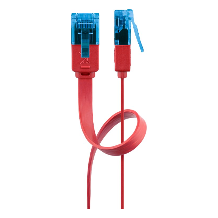 UUF-C6AC-2-RD 2 meter Cat 6a U/UTP platte netwerkkabel - 100% koper - Rood