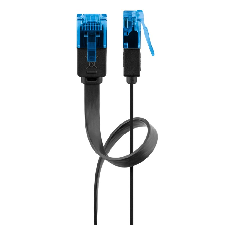 UUF-C6AC-5-ZW 5 meter Cat 6a U/UTP platte netwerkkabel - 100% koper - Zwart