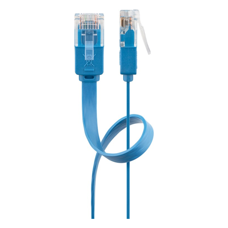 UUF-C6C-1.5-BL 1.5 meter Cat 6 U/UTP platte netwerkkabel - 100% koper - Blauw