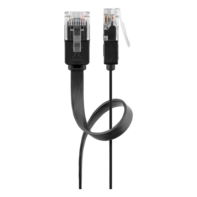UUF-C6C-2-ZW 2 meter Cat 6 U/UTP platte netwerkkabel - 100% koper - Zwart