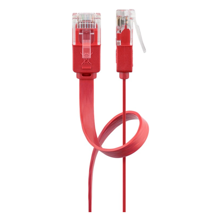 UUF-C6C-3-RD 3 meter Cat 6 U/UTP platte netwerkkabel - 100% koper - Rood