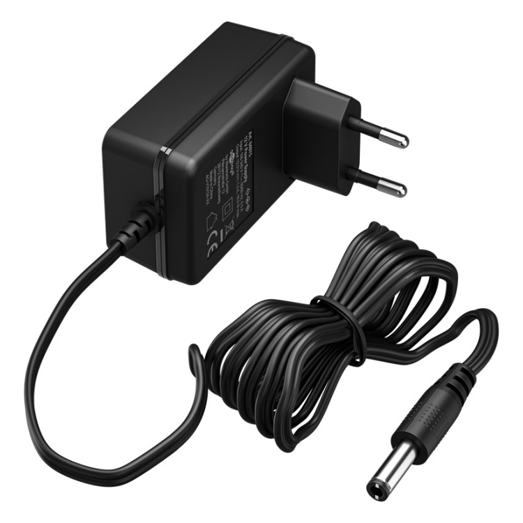 V-12V-18W-5.5x2.5 Voedingsadapter 12V / 1,5A / 18W - Eurostekker - 5,5 mm x 2,5 mm DC Plug - 1,8 meter kabel - met LED-indicator