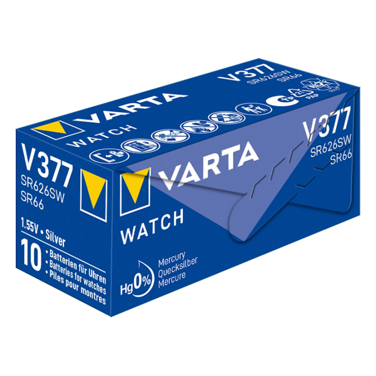 V377-VRT-1 Varta 1,55 volt knoopcel batterij VV377 -  1  stuk