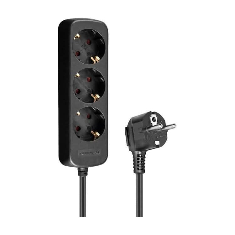 VD-3-1.5M-ZW 230 volt 3-voudig verdeeldoos 1.5 meter  - zwart