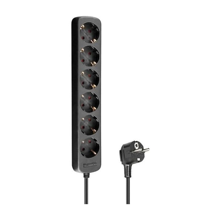 VD-6-3M-ZW 230 volt 6-voudig verdeeldoos - 3 meter- zwart