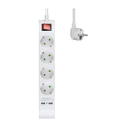 VD-S6-2USB-1.4M-WT 230 volt 4-voudig verdeeldoos- wit