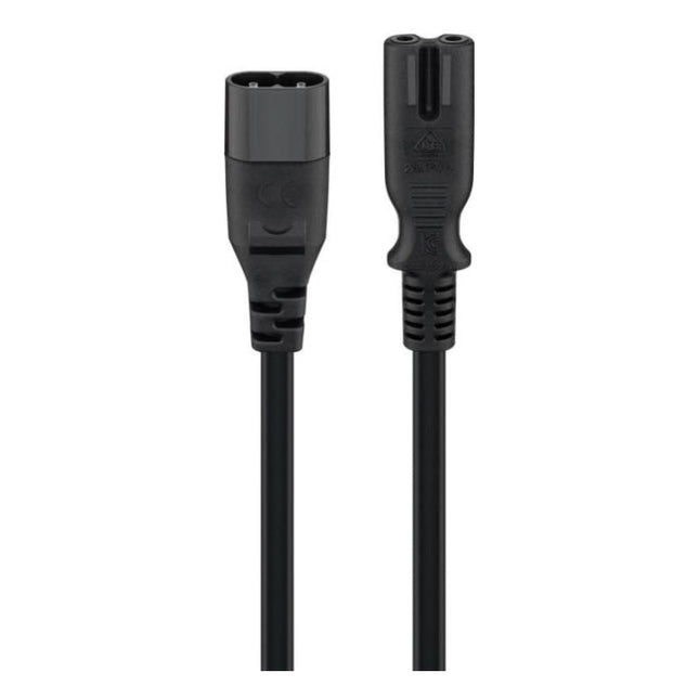 VK-C7-2M-ZW 2 meter C7 verlengkabel - type C7/C8 2 x 0.75 mm² - Zwart