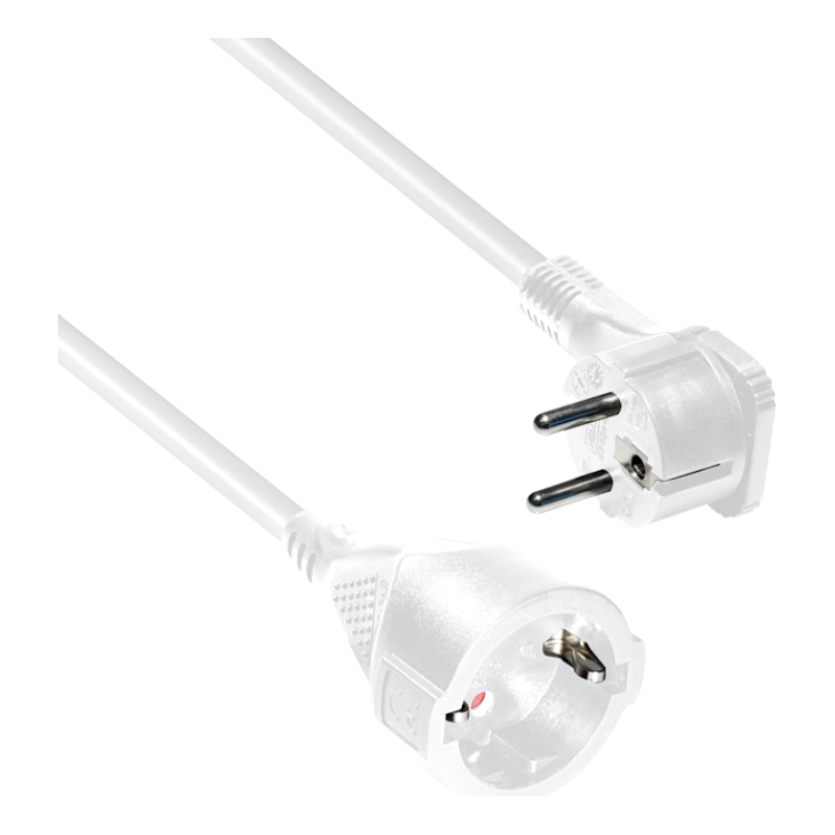 VK-PL-F-2-WT 2 meter verlengkabel CEE 7/7 platte stekker 3 x 1,5 mm² - wit