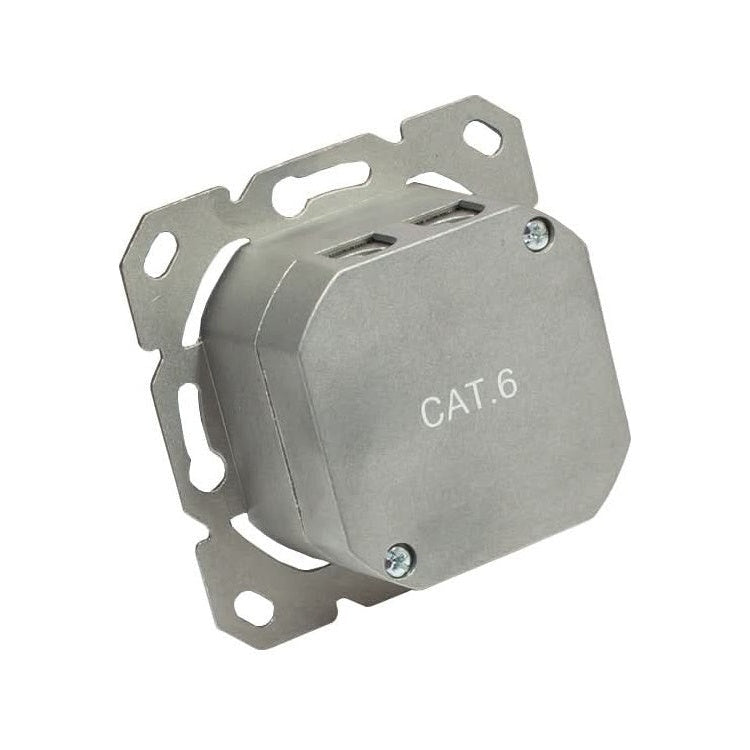 WCD-2-C6-Z Cat 6 dubbele wandcontactdoos - Incl. RJ45 poorten - Excl. afdekplaat