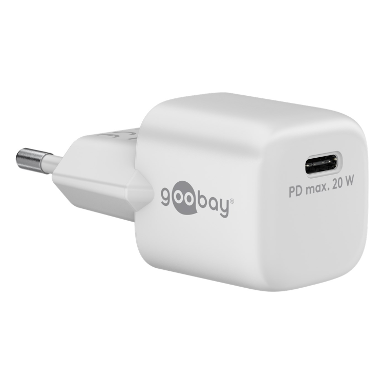 WT-2301USB20WGaN-2-WT Goobay 20 Watt kleine snellader - 1 x USB C PD - GaN lader - Wit