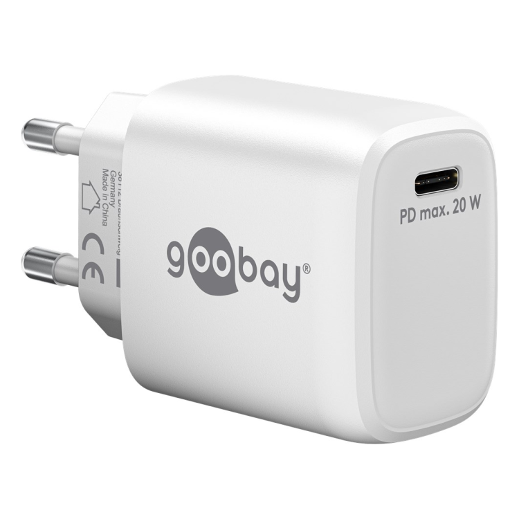 WT-2301USB20WGaN-WT Goobay 20 Watt snellader - 1 x USB C PD - GaN lader - Wit