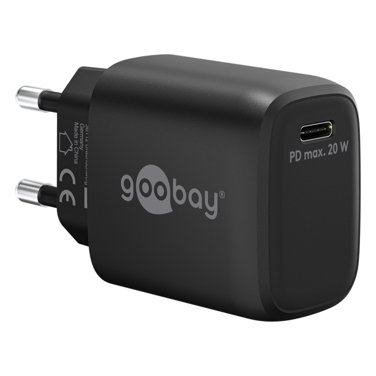 WT-2301USB20WGaN-ZW Goobay 20 Watt snellader - 1 x USB C PD - GaN lader - Zwart