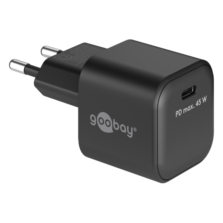 WT-2301USB45WGaN-ZW Goobay 45 Watt kleine snellader - 1 x USB C PD - GaN lader - Zwart
