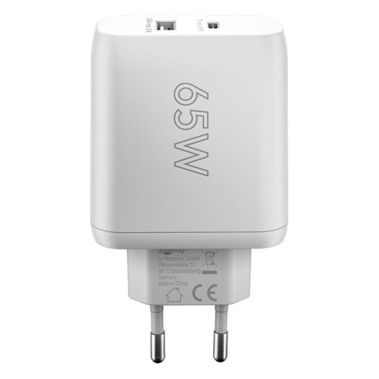 WT-2302USB65WGaN-WT Goobay 65 Watt kleine snellader - 1 x USB C PD + 1 x USB A - GaN lader - Met PPS - Wit