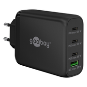 WT-2304USB100WGaN-ZW Goobay 100 Watt snellader - 3 x USB C PD + 1 x USB A QC - GaN lader - Met PPS - Zwart
