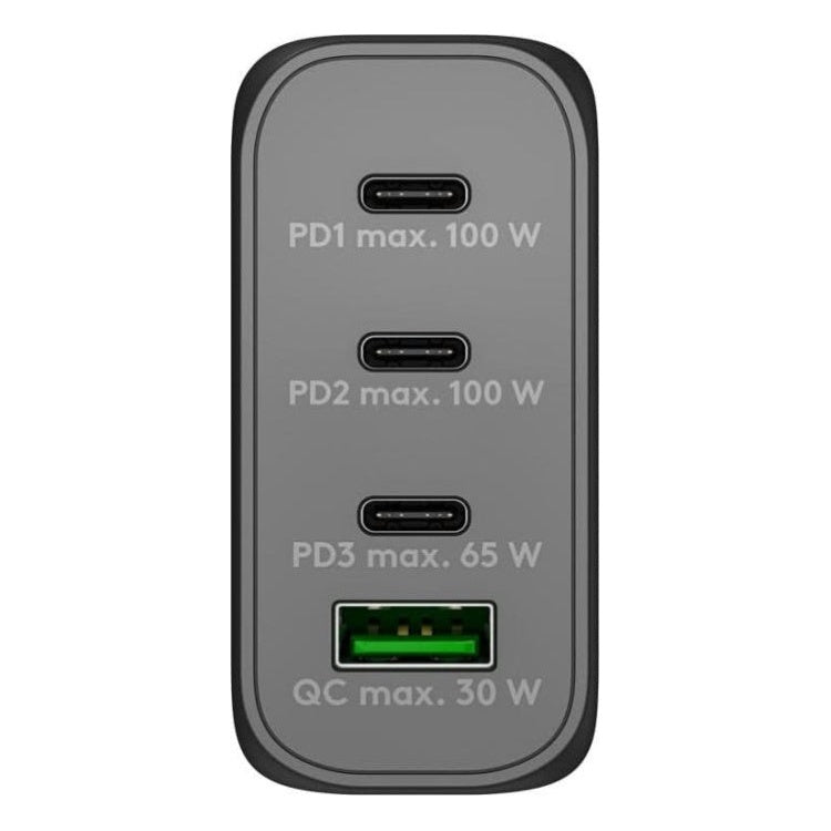 WT-2304USB100WGaN-ZW Goobay 100 Watt snellader - 3 x USB C PD + 1 x USB A QC - GaN lader - Met PPS - Zwart