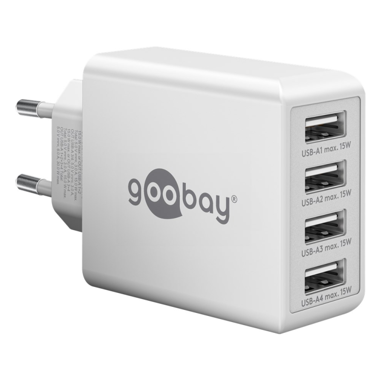 WT-2304USB30W-WT Goobay 30 Watt lader - 4 x USB A - Wit