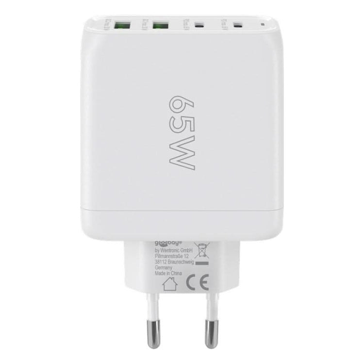 WT-2304USB68WGaN-WT Goobay 68 Watt snellader - 2 x USB C PD + 2 x USB A QC - GaN lader - Met PPS - Wit
