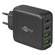 WT-2304USB68WGaN-ZW Goobay 68 Watt snellader - 2 x USB C PD + 2 x USB A QC - GaN lader - Met PPS - Zwart