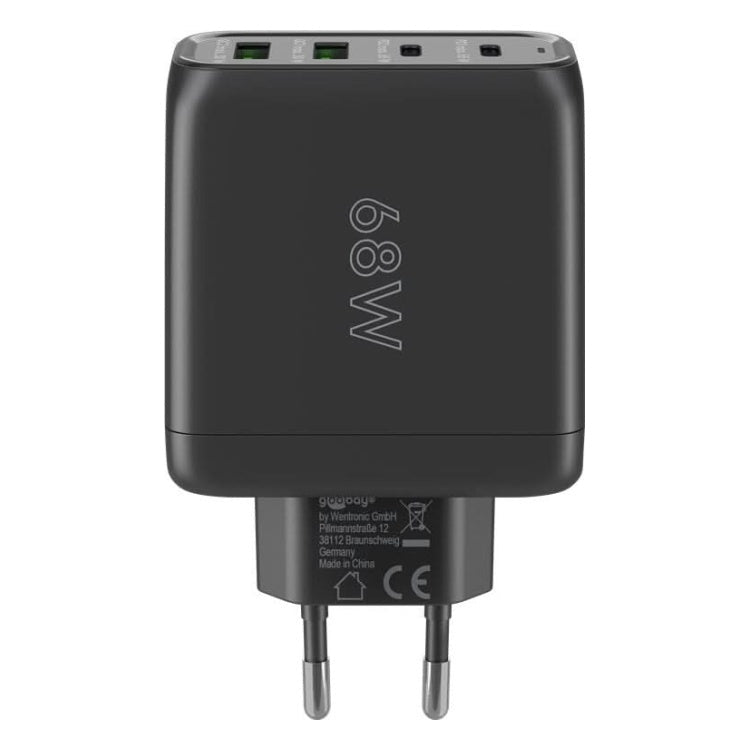 WT-2304USB68WGaN-ZW Goobay 68 Watt snellader - 2 x USB C PD + 2 x USB A QC - GaN lader - Met PPS - Zwart