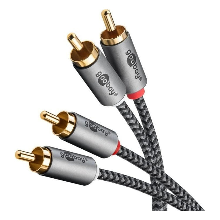 WT-CS2-PL-3 Goobay Plus RCA kabel - 3 meter - 2x RCA male naar 2x RCA male - 100% koper