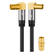 WT-CX-CU-ZW-H-10 Goobay coaxkabel - 10 meter - 4-voudig afgeschermd - Coax (IEC) mannelijk naar vrouwelijk - 100% koper - Zwart - 2 x haaks