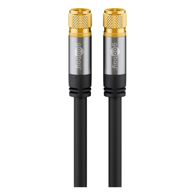 WT-CX-F-CU-10-ZW Goobay coaxkabel - 10 meter - 4-voudig afgeschermd - 100% koper - 2 x F-stekker mannelijk - Zwart