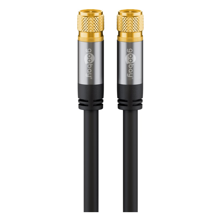 WT-CX-F-CU-10-ZW Goobay coaxkabel - 10 meter - 4-voudig afgeschermd - 100% koper - 2 x F-stekker mannelijk - Zwart