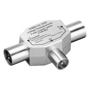 WT-CX-SP2 Coaxiale T-adapter: dubbele coaxiale stekker → coaxiale aansluiting - Zilver