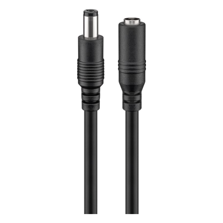 WT-DCV5.5-2.1-1.5-ZW DC Verlengkabel - 5,5 x 2,1 mm - Mannelijk naar Vrouwelijk - koper- 1,5 meter - Zwart