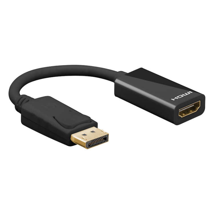WT-DP-1.2-HDMI 10 cm Displayport naar HDMI kabel - 4K/30Hz - Displayport 1.2 naar HDMI 1.4 - 100% koper - Zwart