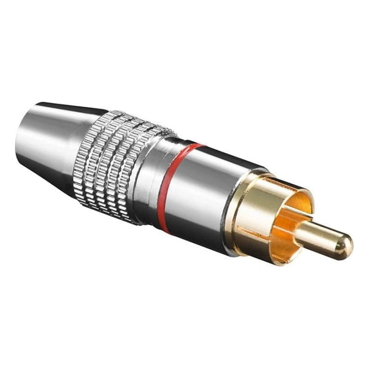 WT-RCA-SDL-GP-RD RCA-stekker - Metalen Uitvoering met Vergulde Contacten - Kleurcodering rood