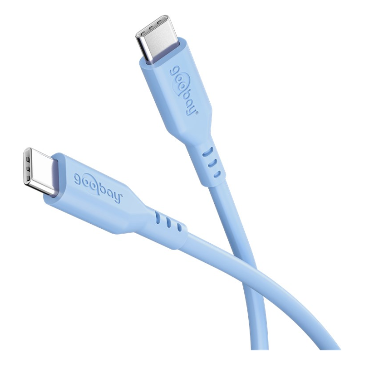 WT-USB-C-2.0-60w-1.5-B 1,5 meter Goobay USB-C siliconen kabel - USB2.0 - PD 60W - Blauw