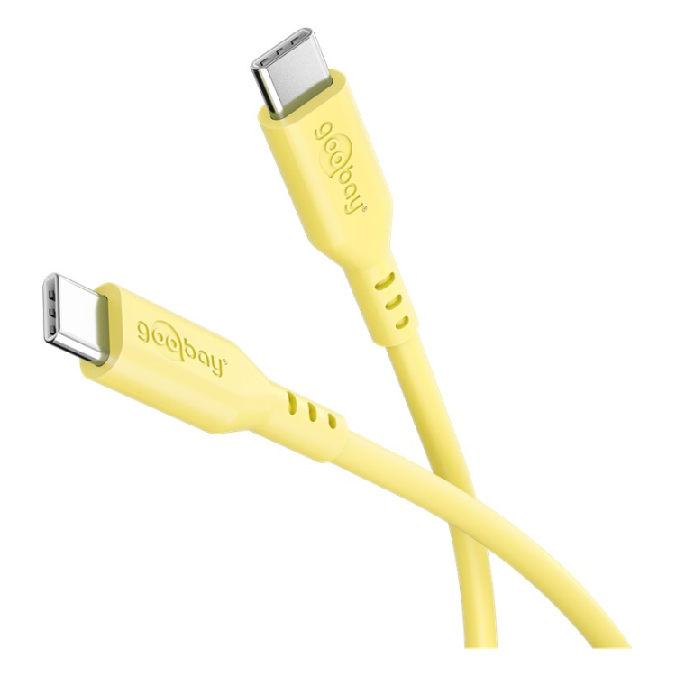WT-USB-C-2.0-60w-1.5-G 1,5 meter Goobay USB-C siliconen kabel - USB2.0 - PD 60W - Geel