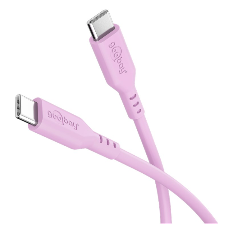 WT-USB-C-2.0-60w-1.5-R 1,5 meter Goobay USB-C siliconen kabel - USB2.0 - PD 60W - Roze