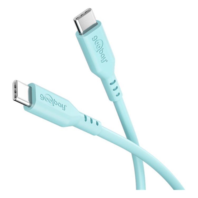 WT-USB-C-2.0-60w-1.5-T 1,5 meter Goobay USB-C siliconen kabel - USB2.0 - PD 60W - Turquoise