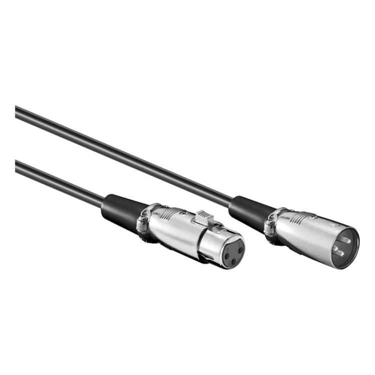 WT-XLR-V-6 XLR-aansluitkabel - XLR Mannelijk (3-pins) naar XLR Vrouwelijk (3-pins) - 6 meter - Zwart