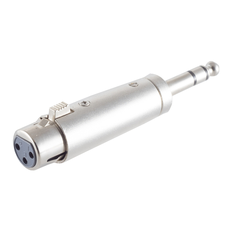 XLR-F-A6.35-M-ST XLR female naar 6.35 mm jack male adapter - Stereo