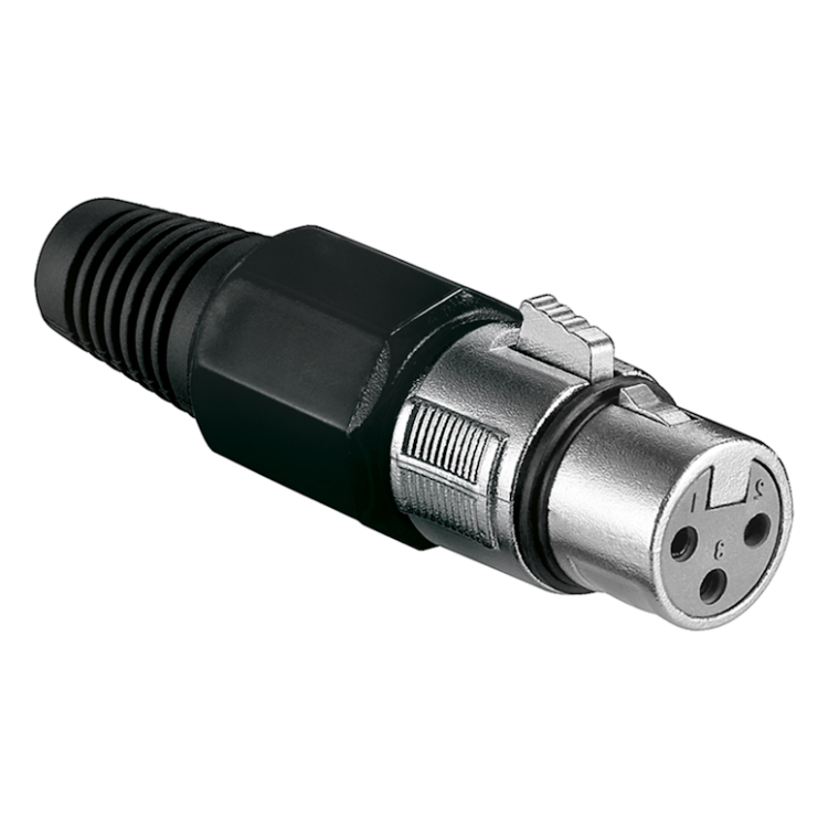 XLR-ST-F Audio stekker - XLR Female - Zwarte Behuizing met Schroefdop en Vergulde Contacten
