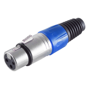 XLR-ST-F-BL XLR 3-pins connector (vrouwelijk) - recht - met plastic trekontlasting - grijs/blauw