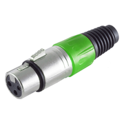 XLR-ST-F-GR XLR 3-pins connector (vrouwelijk) - recht - met plastic trekontlasting - grijs/groen